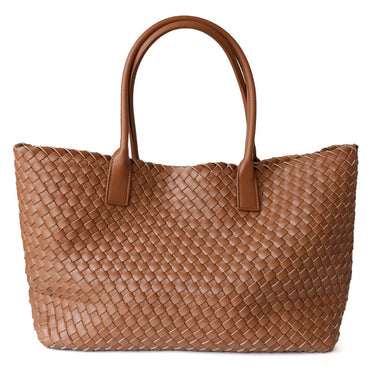 Olyndra | Tan Woven Leather Tote Bag – Effortless & Stylish 1