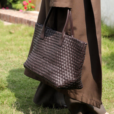 Olyndra | Tan Woven Leather Tote Bag – Effortless & Stylish 3