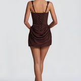 Paulette Brown Ruched Bodycon Mini Dress 1