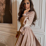 Pauline | Satin dress - Long-sleeved ruffles 2