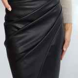 Pleated Split Leather Skirt 1