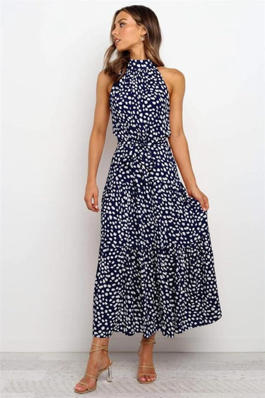 Polka Dot Halter Midi Sundress 0