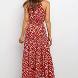 Polka Dot Halter Midi Sundress 8