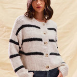 Polly | Women's Striped Button-Down Winter Cardigan 0