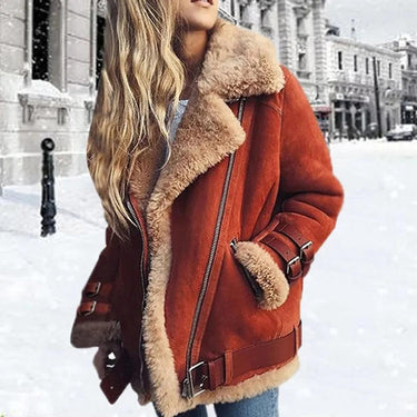 Premium Suede Sheepskin Jacket With Belt And Pockets 0