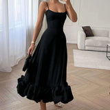 REINA MIDI DRESS - BLACK 0