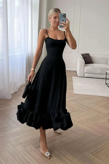 REINA MIDI DRESS - BLACK 0