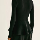 Ribbed Panel Bud Waist Button Knit Top 2