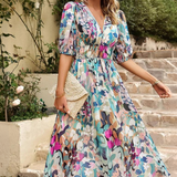Roxanne | Elegant Floral Midi Dress with Puff Sleeves 4