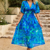 Roxanne | Elegant Floral Midi Dress with Puff Sleeves 5