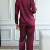 Satin Pajama Set | Long Sleeve | Buttoned | Lounge Set | Women's Sleepwear 2