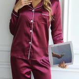 Satin Pajama Set | Long Sleeve | Buttoned | Lounge Set | Women's Sleepwear 3