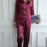 Satin Pajama Set | Long Sleeve | Buttoned | Lounge Set | Women's Sleepwear 5