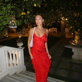 Semi-Sheer Ladder Ruffle Zippered Maxi Dress 0