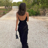 Semi-Sheer Ladder Ruffle Zippered Maxi Dress 5