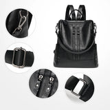 Soft Backpacks for women New PU Artificial Leather women's backpack large capacity black backpack fashion trend student class 2