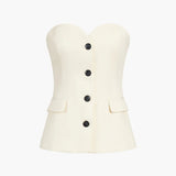 Solid Tube Top With Wide Leg Pants Set 4
