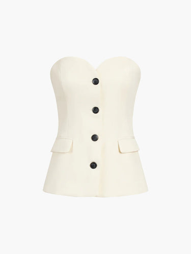 Solid Tube Top With Wide Leg Pants Set 4