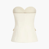 Solid Tube Top With Wide Leg Pants Set 5