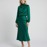 Sophia Satin Evening Dress – Elegant Long Sleeve Formal Wear 2