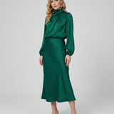 Sophia Satin Evening Dress – Elegant Long Sleeve Formal Wear 4