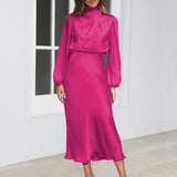 Sophia Satin Evening Dress – Elegant Long Sleeve Formal Wear 8