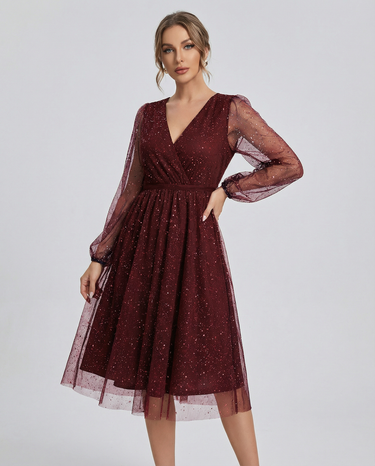 Sophia V-Neck Cocktail Dress – Elegant Slim Fit for Special Occasions 1