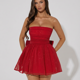Sparkly Mini Dress – Elegant Strapless A-Line Design 4