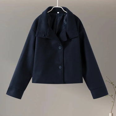 Stand Collar Women Winter Woolen Coats 2025 Autumn Single Breasted Loose Female Long Sleeve Jacket Office Lady Street Short Coat 6