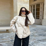 Stand Collar Women Winter Woolen Coats 2025 Autumn Single Breasted Loose Female Long Sleeve Jacket Office Lady Street Short Coat 8