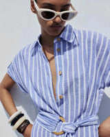 Striped Linen-Blend Maxi Dress with Belt 2