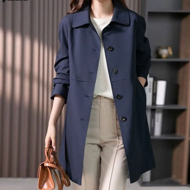 Stylish Single Button Short Trench Coat for Women 0