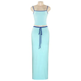 Summer 2024 New Pure Color Sleeveless Bandeau Top High Waist Long Skirt Women's Set European And American Trade Short Style 4
