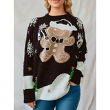 Sweater Women Christmas Snowman Knitted Long Sleeve Round Neck Ladies Jumper Fashion Casual Winter Autumn Pullover Clothes 2025 2