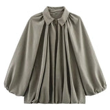 TRAFZA 2025 Women Casual Vintage Green Loose Coats Long Sleeve Zipper Bomber Jacket Autumn Female Fashion Streetwear Coat 5