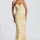 Théoline Floral Jacquard Corset Maxi Dress 0
