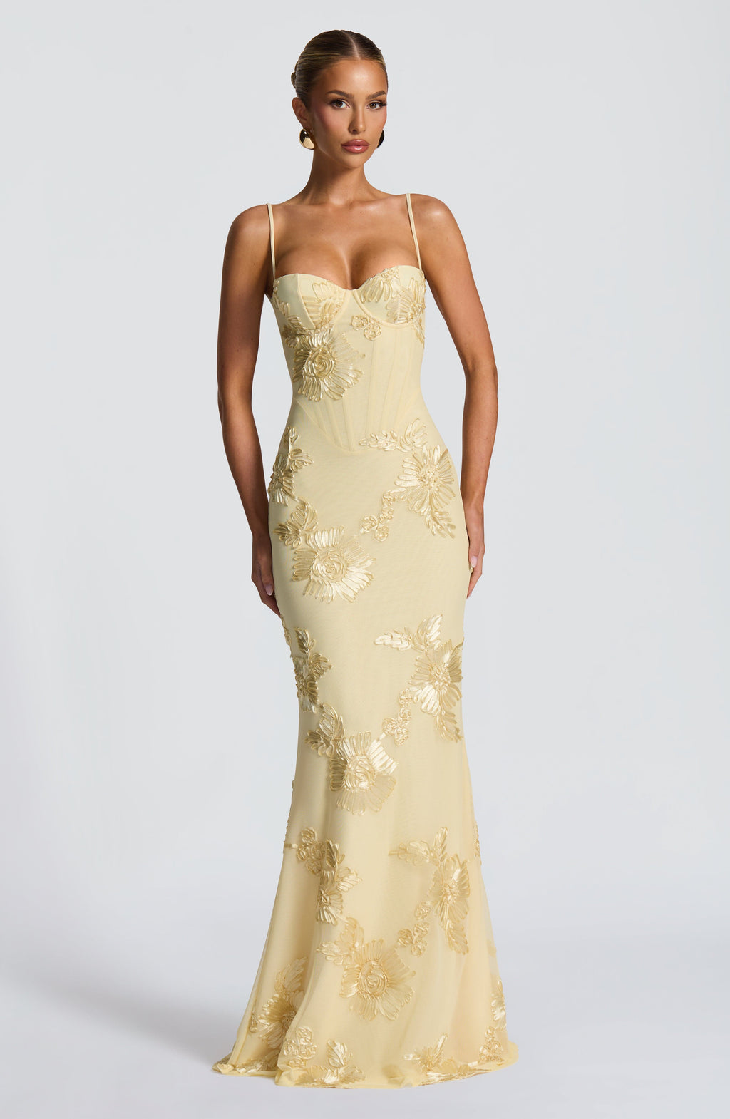 Floral Jacquard Wedding Guest Corset Maxi Dress – Zoe Sydney