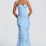 Théoline Floral Jacquard Corset Maxi Dress 10