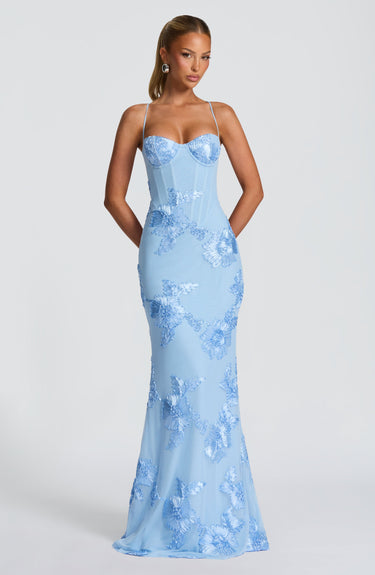 Théoline Floral Jacquard Corset Maxi Dress 10