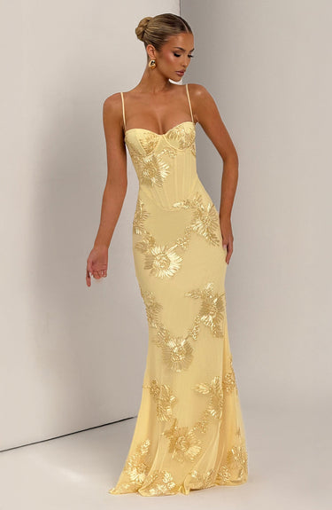 Théoline Floral Jacquard Corset Maxi Dress 6