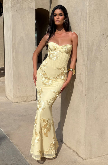 Théoline Floral Jacquard Corset Maxi Dress 7