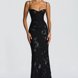 Théoline Floral Jacquard Corset Maxi Dress 9