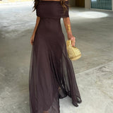Toledo One Shoulder Mesh Maxi Dress 0