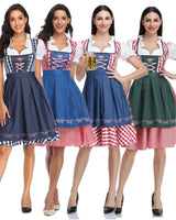 Traditional Bavarian Oktoberfest Costumes Plaid Dirndl Dresses Women Apron Dress German Beer Wench Maid Cosplay Party Dress 0
