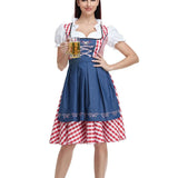 Traditional Bavarian Oktoberfest Costumes Plaid Dirndl Dresses Women Apron Dress German Beer Wench Maid Cosplay Party Dress 11
