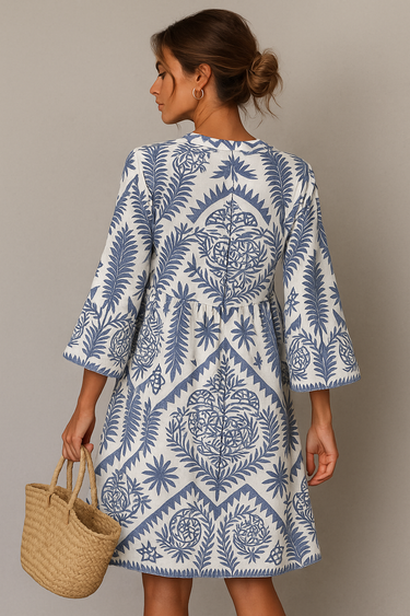 V-Neck Boho Midi Dress 1
