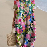 V-Neck Printed Maxi Dress for Women – Full Sleeve Elegant Dress for Any Occasion 12