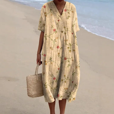 V-Neck Printed Maxi Dress for Women – Full Sleeve Elegant Dress for Any Occasion 2
