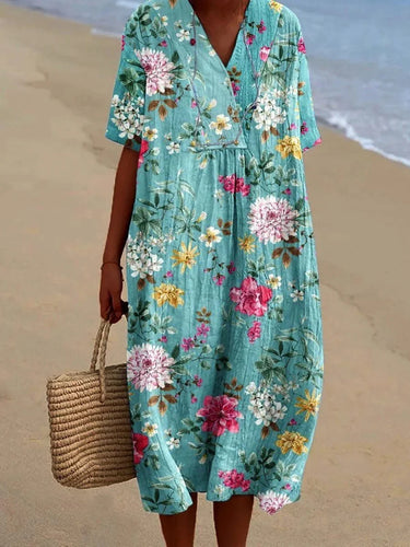 V-Neck Printed Maxi Dress for Women – Full Sleeve Elegant Dress for Any Occasion 20