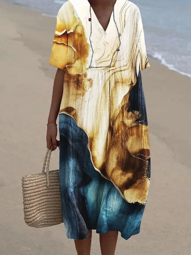 V-Neck Printed Maxi Dress for Women – Full Sleeve Elegant Dress for Any Occasion 21